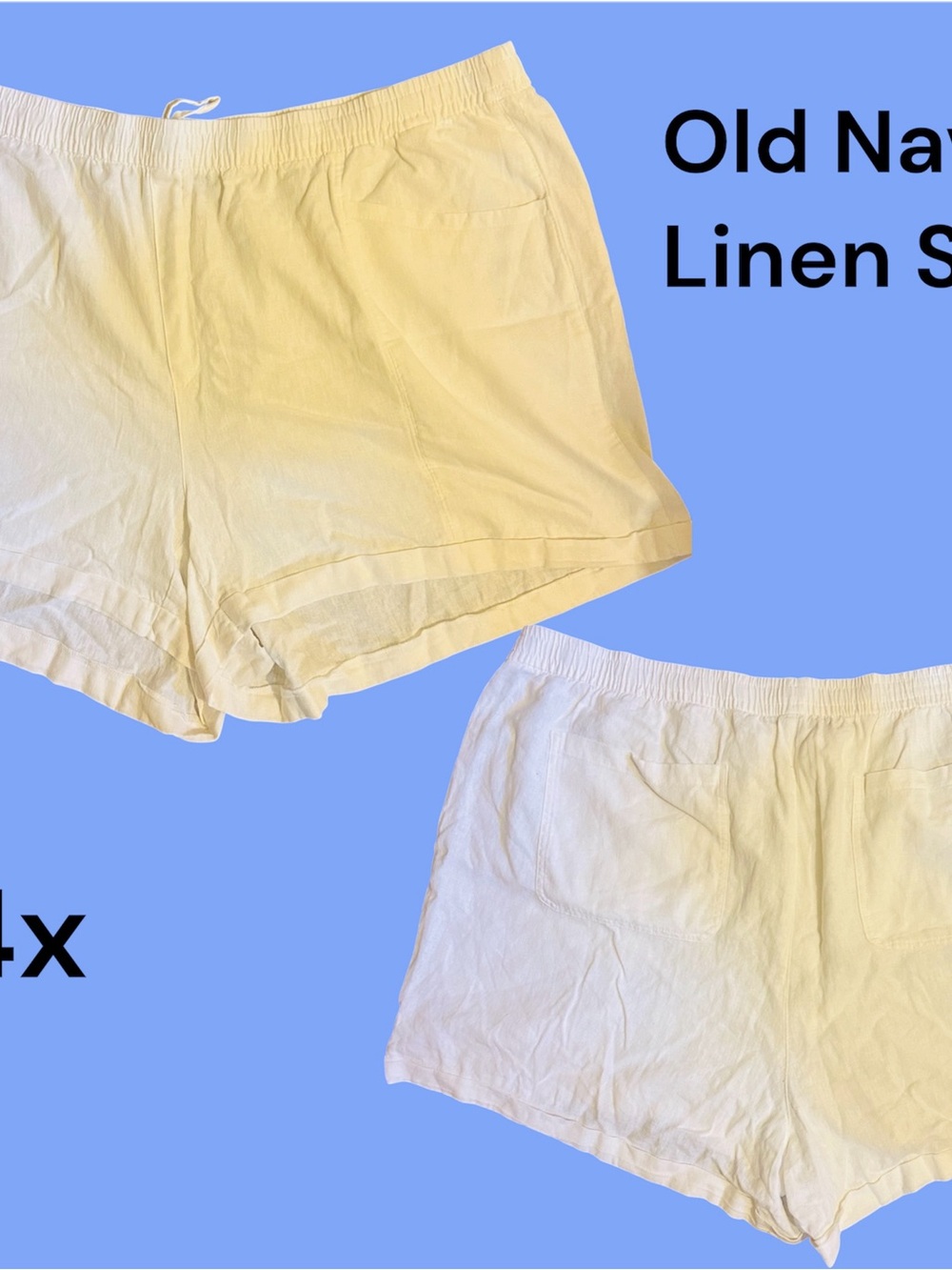 Old Navy White High-Waist Linen-Blend Shorts 4x nwot